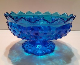 Vintage FENTON Cobalt Blue Colonial Hobnail 6 Candle Holder Dish/Bowl - $23.05