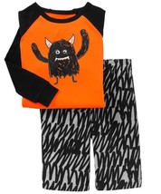 GAP Pajamas Halloween Boys 6-12 Black Orange Sleep Set Long Sleeve PJ&#39;s Monster - £12.61 GBP