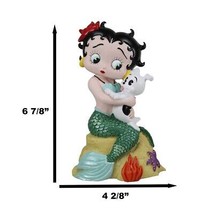 Ocean Mermaid Betty Boop Sitting On Coral With Pudgy Dog Novelty Figurine - £35.12 GBP