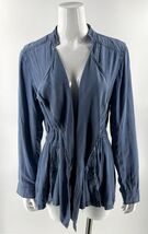 En Creme Lightweight Chambray Denim Jacket Size M Blue Tie Front Draped ... - $39.60