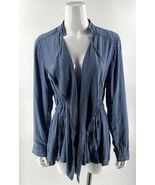 En Creme Lightweight Chambray Denim Jacket Size M Blue Tie Front Draped ... - $726.42 MXN
