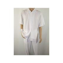 Mens INSERCH 2pc Walking Leisure Suit Shirt Pants Set Short Sleeves 9356 White image 7