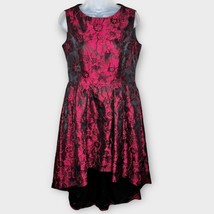 FOREST LILY red &amp; black floral jacquard hi low fit &amp; flare cocktail dres... - $76.44