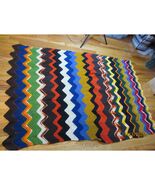 Handmade Chevron Crochet Blanket Throw Multi Color Cozy Warm - $405.77 MXN