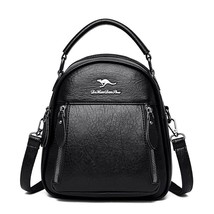 Mini Leather Backpacks For Women Multifunction Travel Backpack Kangaroo Backpack - £38.30 GBP