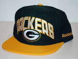 Green Bay Packers Reebok NFL Football Team Logo Flatbrim Snapback Cap Hat - £18.18 GBP