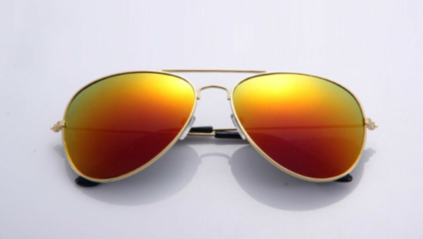 Yellow Red Gold Aviator Polarized Sunglasses Mirrored for Men Women UV400 - £10.05 GBP