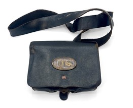 Rare Civil War Era Union Leather Cartridge Box w/Tin Insert &amp; US Brass Plate - £418.44 GBP