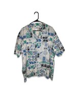 Vintage Authentic Hawaiian Shirt All Over Floral Print Green Blue Size X... - £15.80 GBP