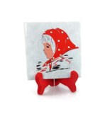 Villeroy Boch tile  farm girl Erika vtg polka dot country house decor de... - $342.41 MXN