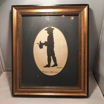 Vintage Antique Framed Wood Silhouette Morovian Man 1755 Signed D. Maxwell Gold - £62.15 GBP