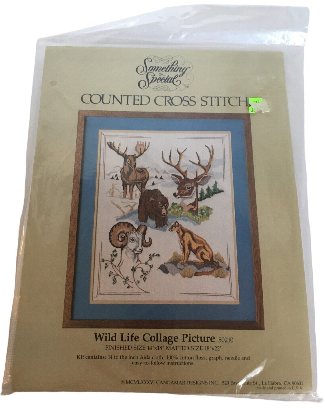 Something Special Counted Cross Stitch Kit Wildlife Collage Ram Deer Bear Animal - $9.99