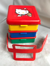 Sanrio 1989 Hello Kitty Lunch Box Set &amp; 3 Plates and Handle Made in Japan Cute! - £78.26 GBP