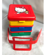 Sanrio 1989 Hello Kitty Lunch Box Set &amp; 3 Plates and Handle Made in Japa... - $135.02 CAD