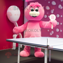 Pink Ping Pong Table mascot costume character dressed with a Playsuit and Mitten - $1,339.00