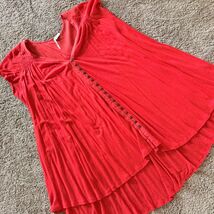 Free People Highland Azalea High Low Tunic Top Button Front Red Flowy Wo... - $24.75