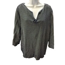 Talbots women 3X black white tunic long sleeve top draw string - $262.16 MXN
