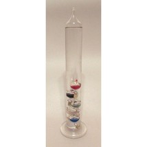 Vintage Galileo Thermometer 10.5&quot; Tall Glass Tube with 5 Floating Spheres - £30.95 GBP