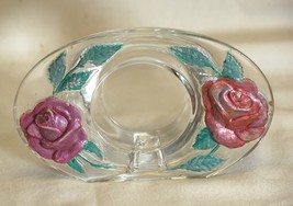 France Oval Glass Picture Frame Hand Painted Rose Pattern - £15.77 GBP