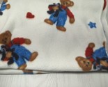 Blue Jean Teddy vintage Baby Blanket cream fleece stars hearts Springmaid - $24.74