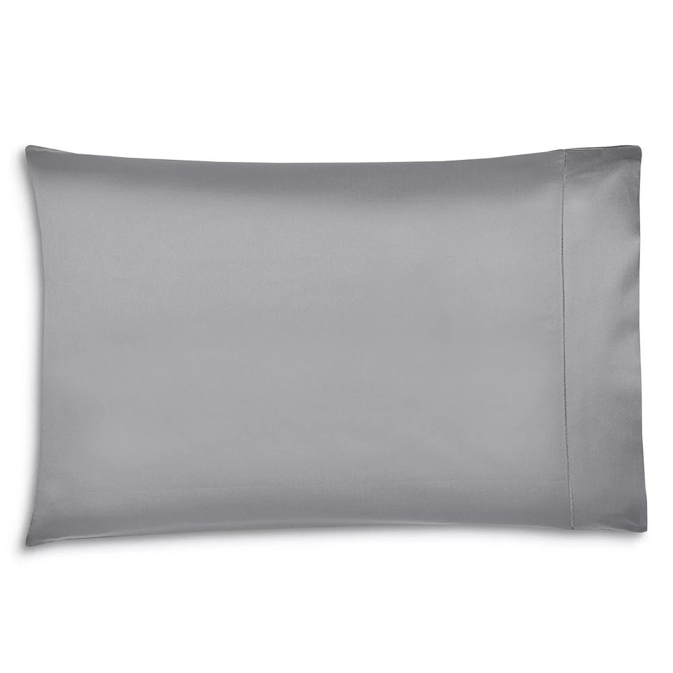 Sferra Giotto Slate Standard Pillowcases (2) Solid Grey Cotton Sateen It... - $129.20