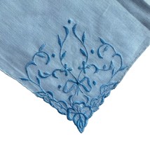 Handkerchief White 12x12” Hankie Embroidered Bow Blue - $7.20
