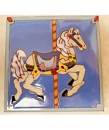 Art Tile Ceramic Carousel Horse Painting Or Hot Plate Original Design US... - $25.64 CAD