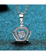 GRA Certified Vivid Crown 0.3/0.5ct Moissanite S925 Pavé Dancing Necklace - $82.00+