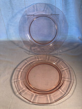 2 Twelve Sided Pink 8.5 Inch Plates Depression Glass - £11.98 GBP