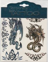 Dragons and Skulls Temporary Glitter Tattoos 6" x 6" Sheet - $9.89