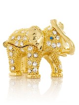 Keren Kopal Gold Elephant Hand made Trinket box Decorated with Austrian ... - $32.15