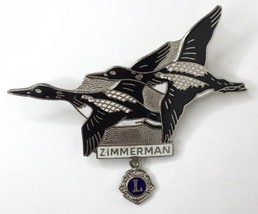Vintage Zimmerman Lions Club Enamel Lapel Pin Wild Birds - £7.86 GBP