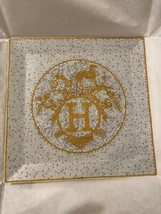 Hermes Mosaique au 24 Quadratischer Teller 23 cm Gold Porzellangeschirr Geschirr - £385.66 GBP