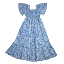 Nwt Pink City Prints Lolita In Indigo Ornate Floral Cotton Midi Dress Xs - £119.90 GBP