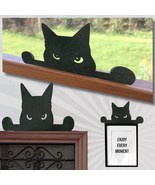 Charming black cat wooden window sill decoration ornament, one large and... - $14.86