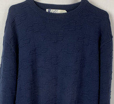 Vintage Chevrolet Sweater All Over Chevy Logos Navy Blue Knit Mens XL USA 90s - £54.75 GBP