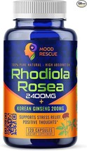 Rhodiola Rosea 2400mg + Ginseng 200mg - for Brain, Stress &amp; Mood 120 Capsules - £9.67 GBP