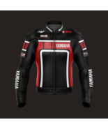  Men,s Yamaha Red &amp; Black Cowhide Leather Motorcycle Jacket with CE- Armors - $2,779.74 MXN