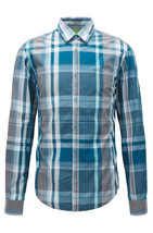 Boss Hugo Boss Mens Open Blue Plaid C-Bustai-S Slim Fit Shirt, XXL 2XL 3634-9 - £77.11 GBP