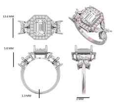 2.00Ct Radiant Marquise Simulé Anneau Fiançailles Diamant 18K Plaqué or Blanc - £29.34 GBP