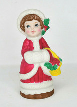 Vintage Ceramic Christmas Girl With Basket Bank 7 Inches Tall 1979 - £8.75 GBP