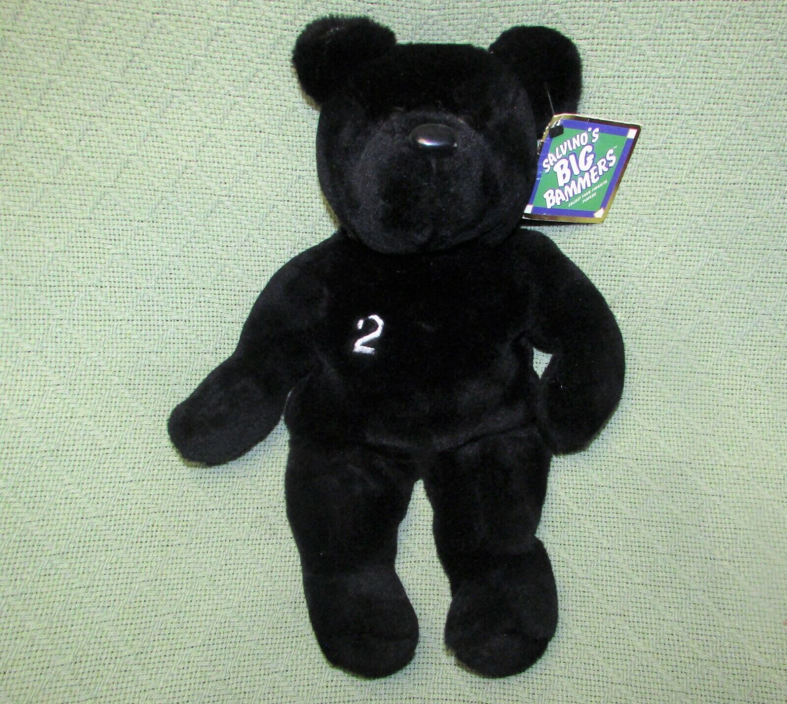 14" VINTAGE 1999 SALVINOS BIG BAMMERS JETER #2 MLB BLACK TEDDY BEAR BEANBAG - £7.07 GBP