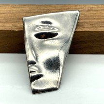 Vintage Taxco 925 Half Face Brooch, Abstract Modernist Sterling Silver Pin - £81.20 GBP