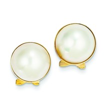 14K Gold 10-11mm Cultured Mabe Pearl Earrings Jewerly - £303.61 GBP