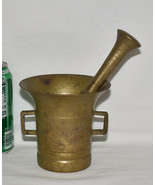 Antique Apothecary Mortar &amp; Pestle Heavy Brass Signed Amaury 4J Gonzalez  - $130.34 CAD