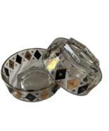 Zodiac Bowls Mid Century Federal Glass Black Gold Diamond Small 50&#39;s MCM... - £39.23 GBP