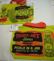 Trader Joe&#39;s Qty 2 Reusable Cloth Tote Grocery Eco Bags Pickels In A Jar Print - £19.89 GBP