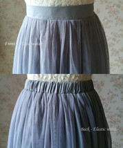 Gray Tea Length Tulle Skirt Outfit Bridesmaid Plus Size Tulle Midi Skirt image 11