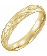 18k Yellow Gold 4 MM Diamond Pattern Wedding Band - $2,059.00+