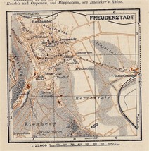 1910 Antique City Map Of Freudenstadt / Baden Wuerttemberg / Germany - $23.05